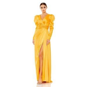 MAC DUGGAL 12404 NWT Faux Wrap Long Sleeve A Line Gown